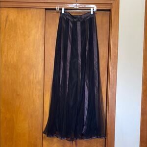 Maria Pinto Couture | 100% Silk Purple Formal Skirt Striped w/ Black Mesh - 8